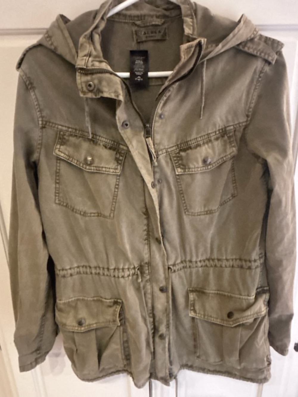 Talula Hooded Utility Jacket in Olive Green